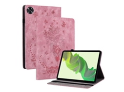 Capa De Couro Com Estampa De Borboleta E Rosa Para Tablet Realme Pad 2