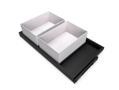 Kit de bandeja, 2 cestos organizadores y bastidor de guías con cierre suave para armarios, regulable, módulo 800mm, negro texturizado