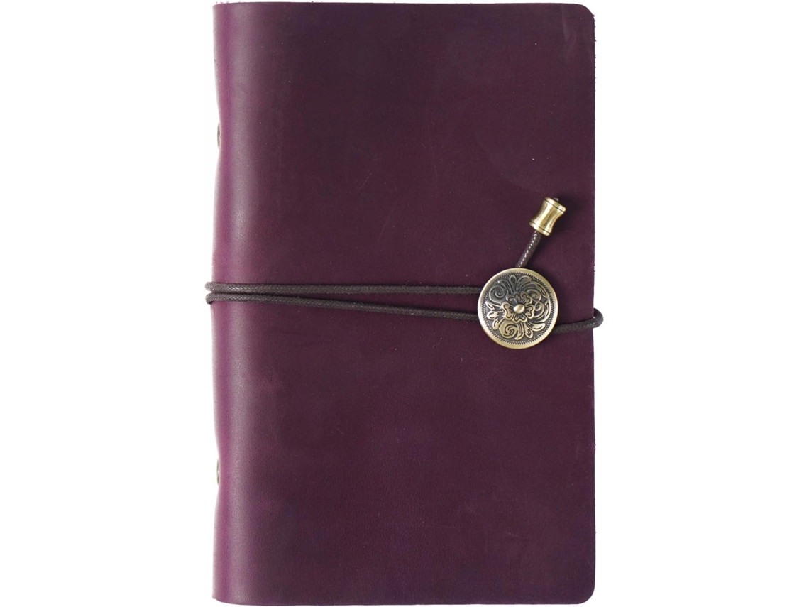 Caderno De Notas A6 Em Couro Legítimo Com Anneaux De Reliure Estilo Corda Violeta
