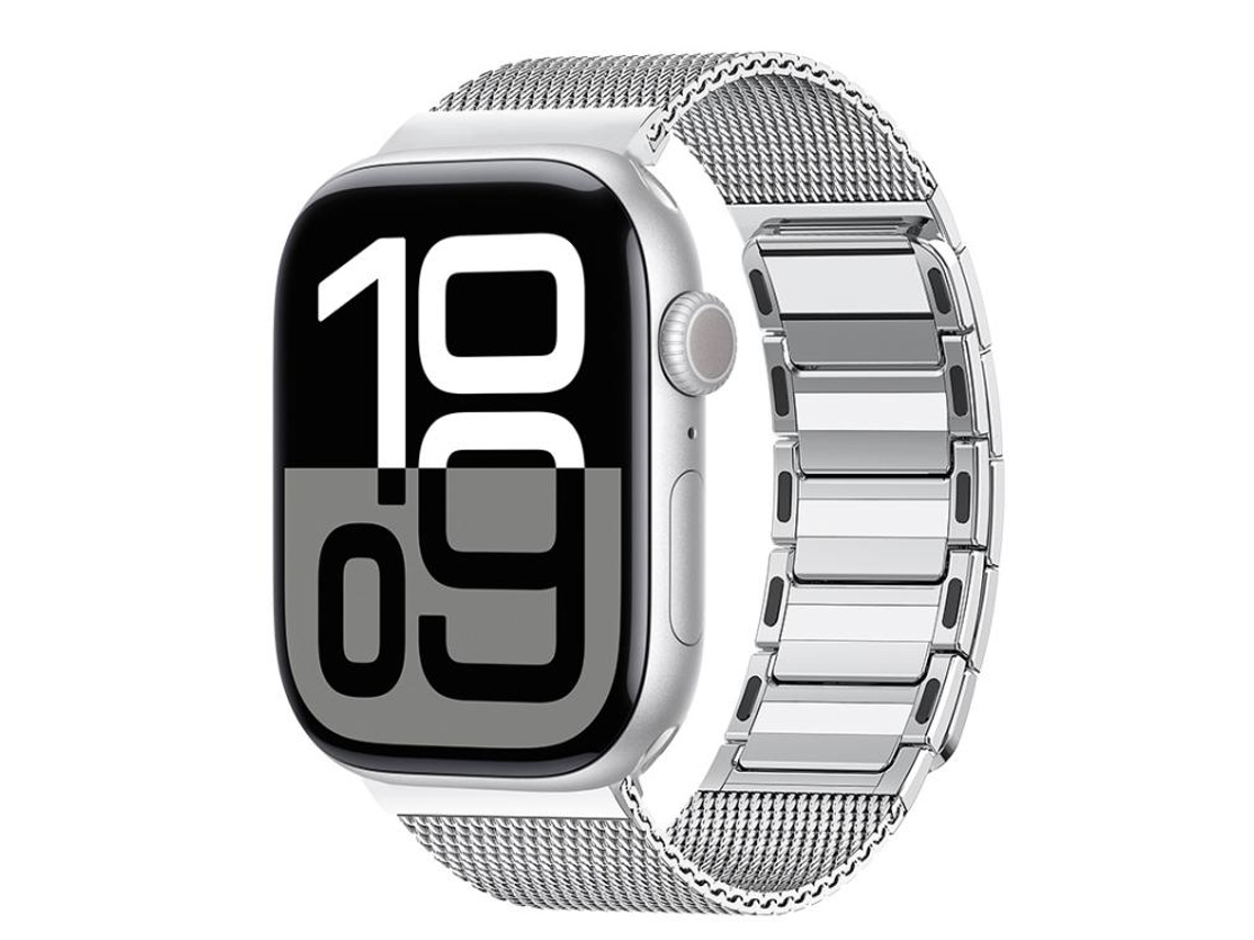 Bracelete para Apple Watch 42/41/40/38mm Aço Inoxidável Magnético com Formato I Prateada XIAOMOYU