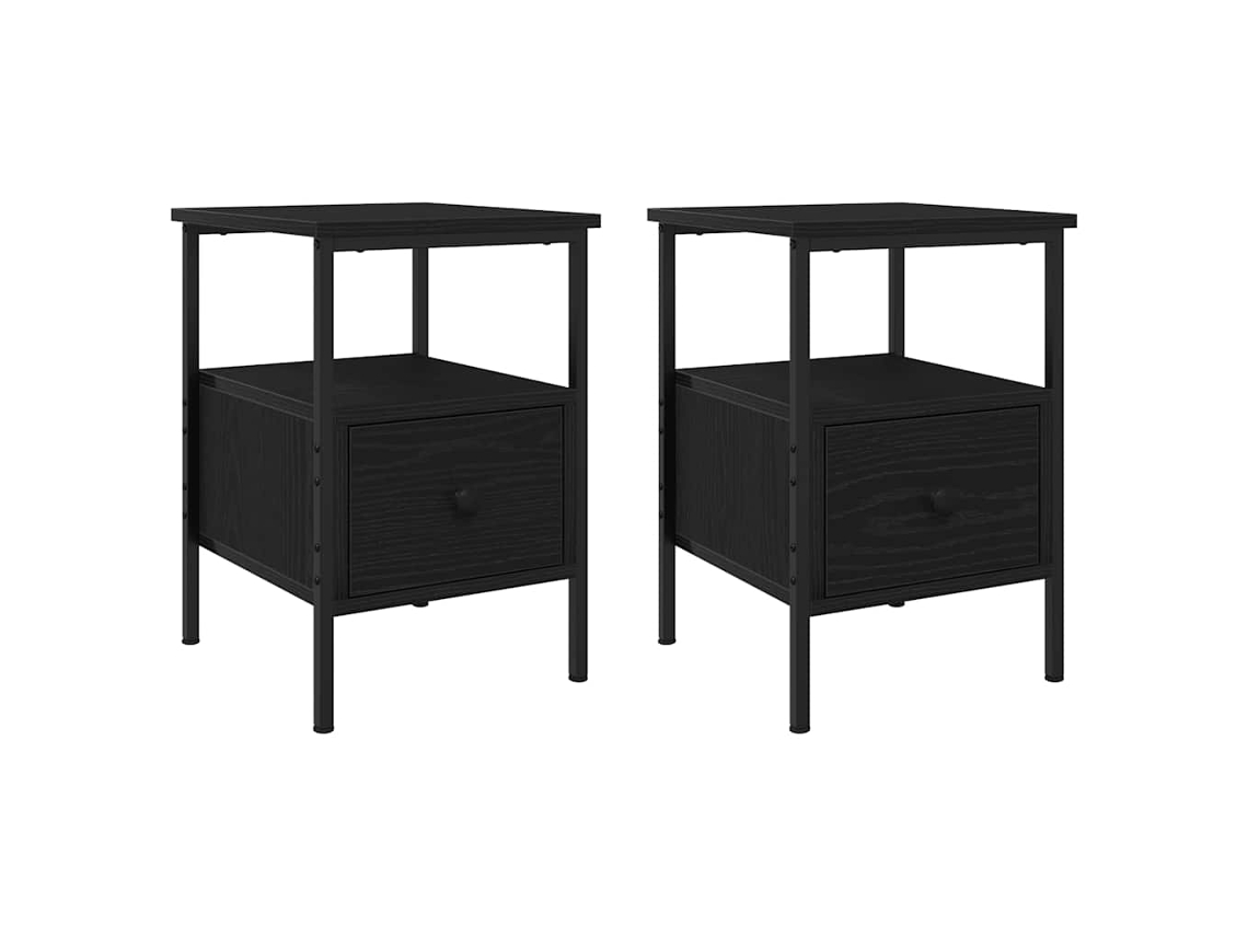Conjunto de Armário de Cabeceira 2 Pcs Carvalho Preto 34x36x50 cm MAISON EXCLUSIVE