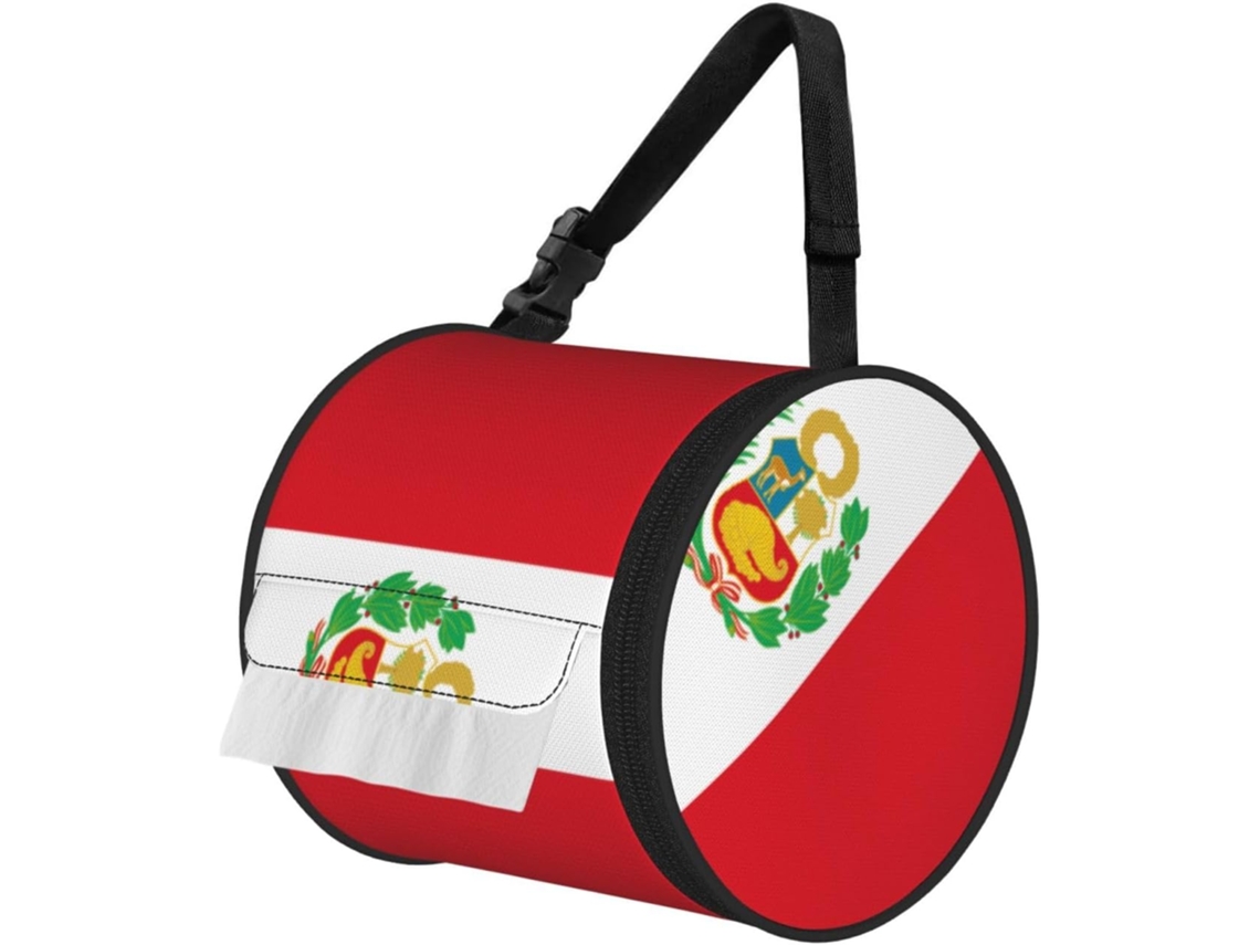 Porta Papel Higiênico Dobrável Com Estampa Da Bandeira Do Peru, Para Pendurar E Armazenar Rolos De Papel Possui Alça