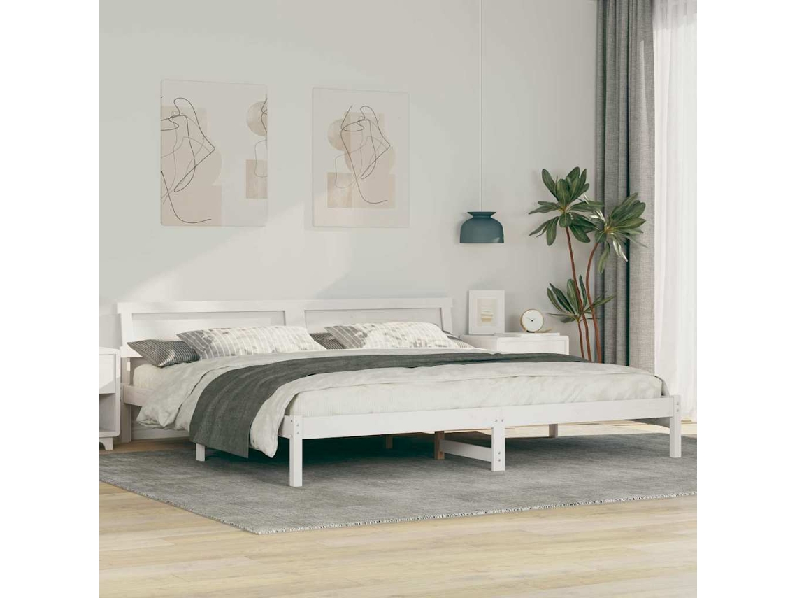 Vidaxl Estrutura Da Cama Com Cabeceira Branco 180 X 200 Cm