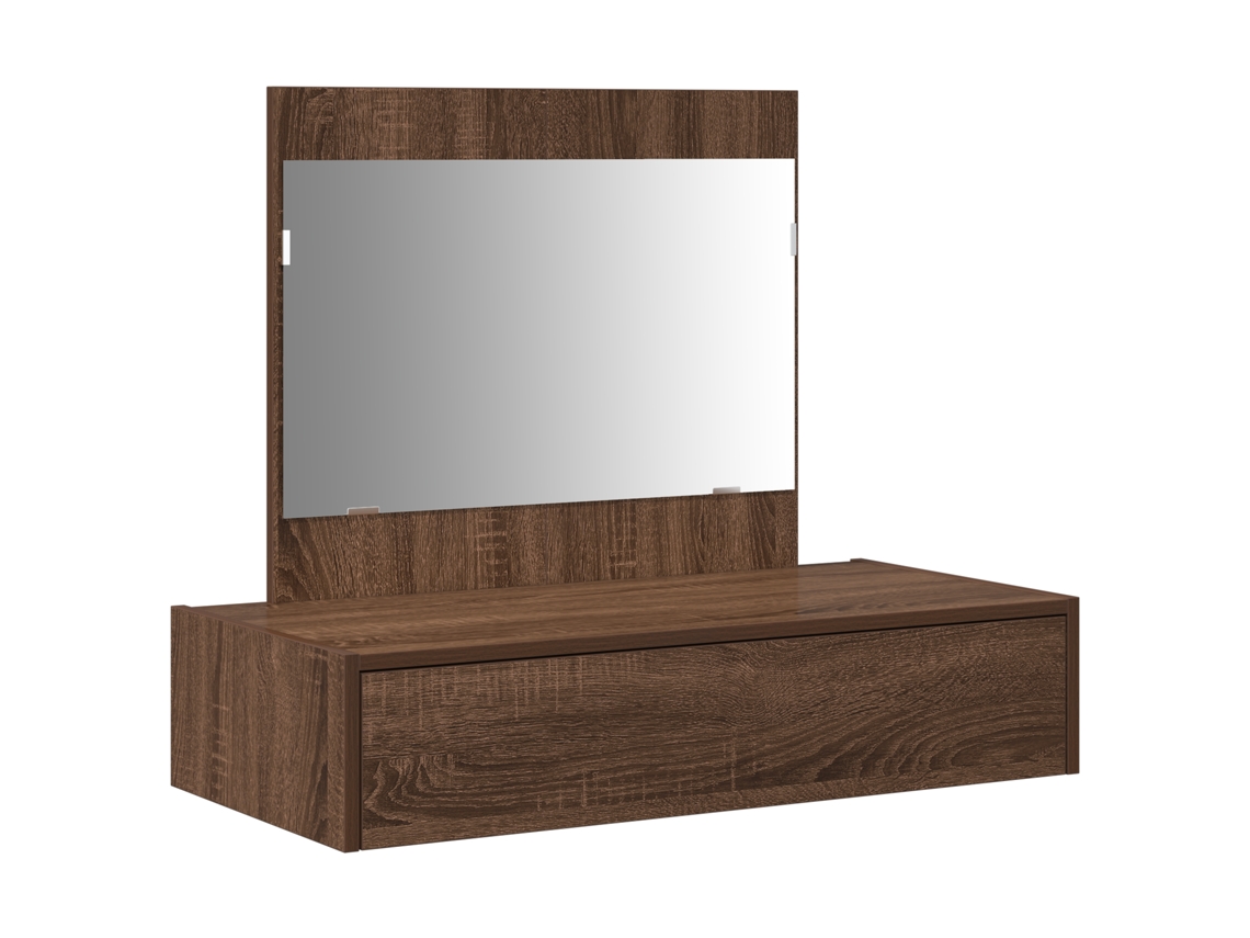 Mesa De Maquiagem De Parede Carvalho Castanho Vidaxl Castanho Madeira De Carvalho Maciça (83x40x70 Cm)