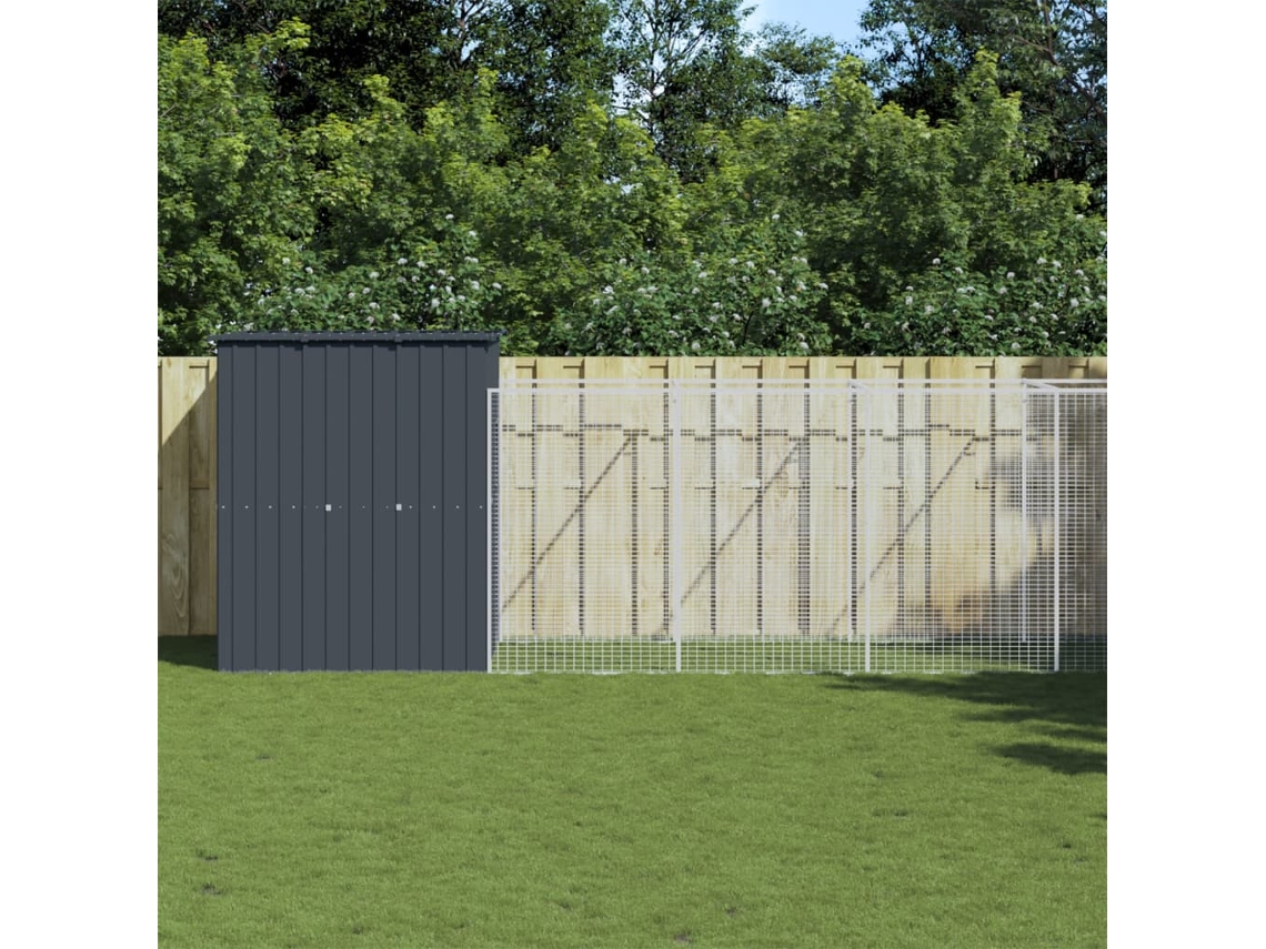 Vidaxl Casota P/ Cães C/ Parque 165x659x181 Cm Aço Galvaniz. Antracite