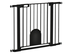 Barreira de segurança preta 75-103 cm com 2 extensões, fechamento automático e trava dupla S/MARCA