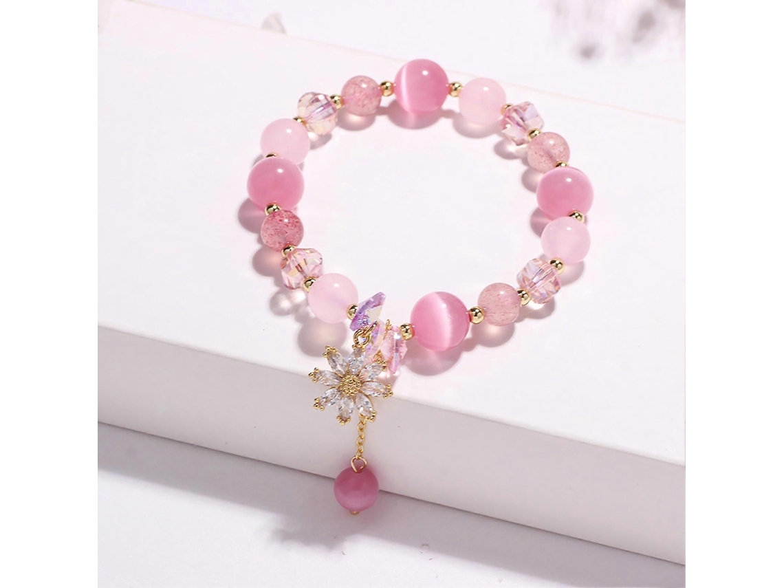 Pulseira Feminina Com Cristais Brilhantes, Resistente E Com Superfície Lisa.
