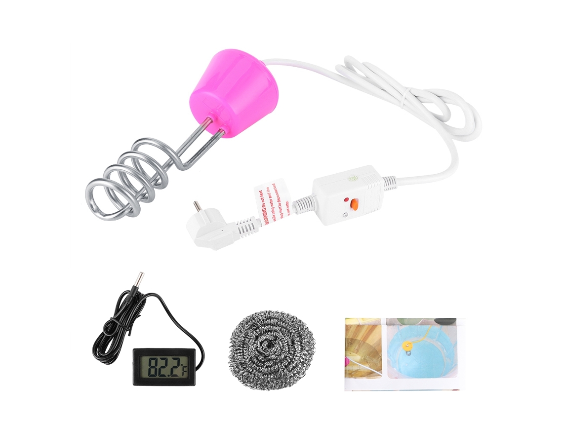 Aquecedor de água portátil 2m, termómetro, rosa
