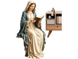 Estatueta Da Virgem Maria Sentada Para Prateleira