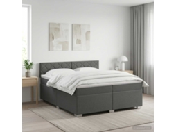 Vidaxl Cama Box Spring Com Colchão Cinzento-escuro 200 X 200 Cm Tecido