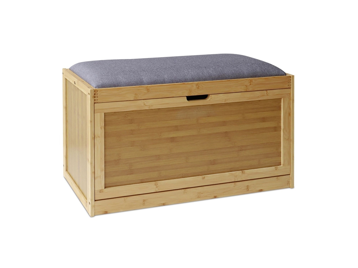 Banco Sapateira De Bambu Com Assento Acolchoado Para 8 Pares