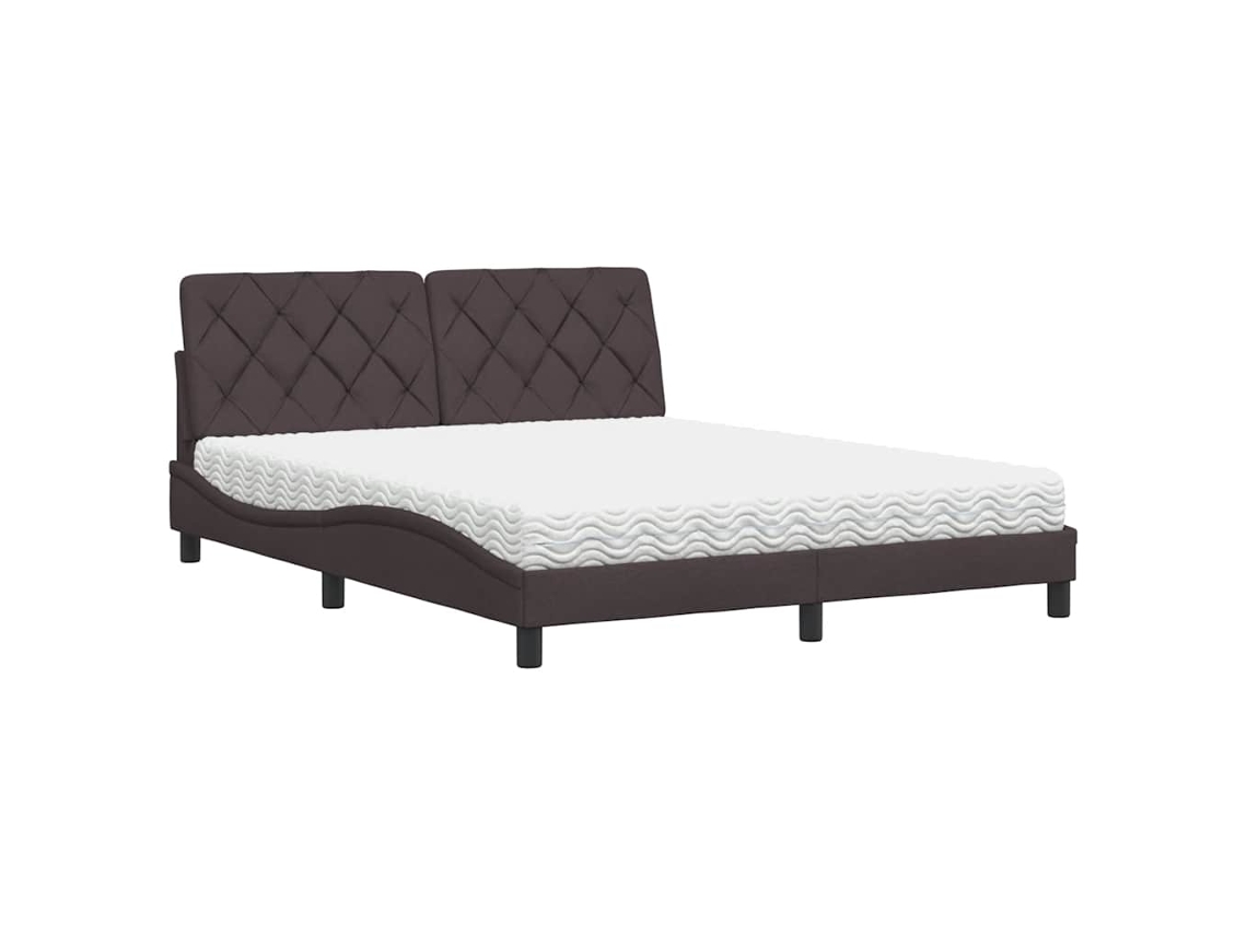 Cama VIDAXL Marrom Tecido (160x200 cm)
