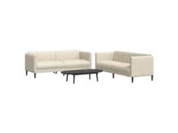 Vidaxl 2 Pcs Conjunto De Sofás Tecido Cor Creme