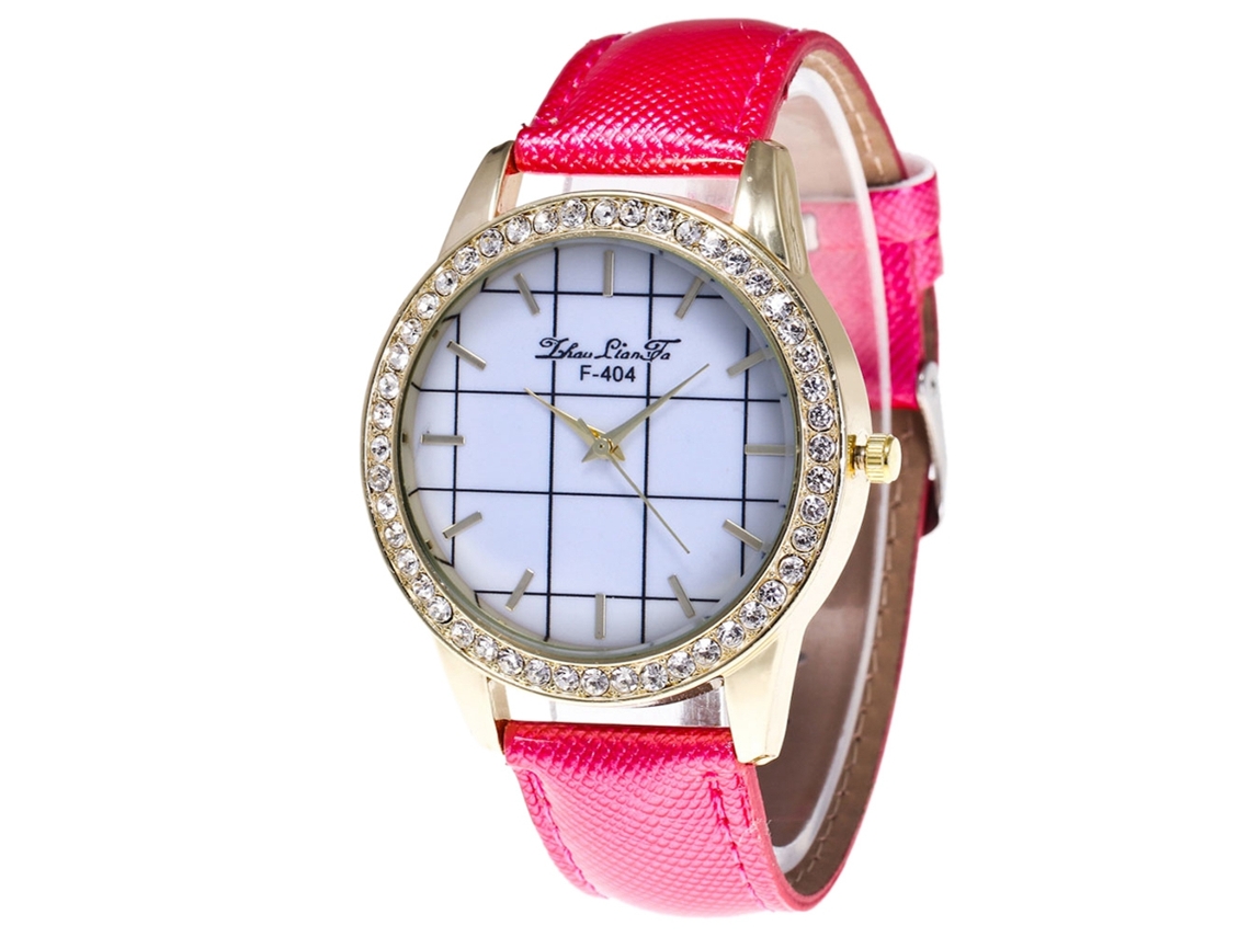 Relógio de Pulso de Casal com Pulseira Pu Estilo Elegante e Movimento de Quartzo (vermelho Rosa)