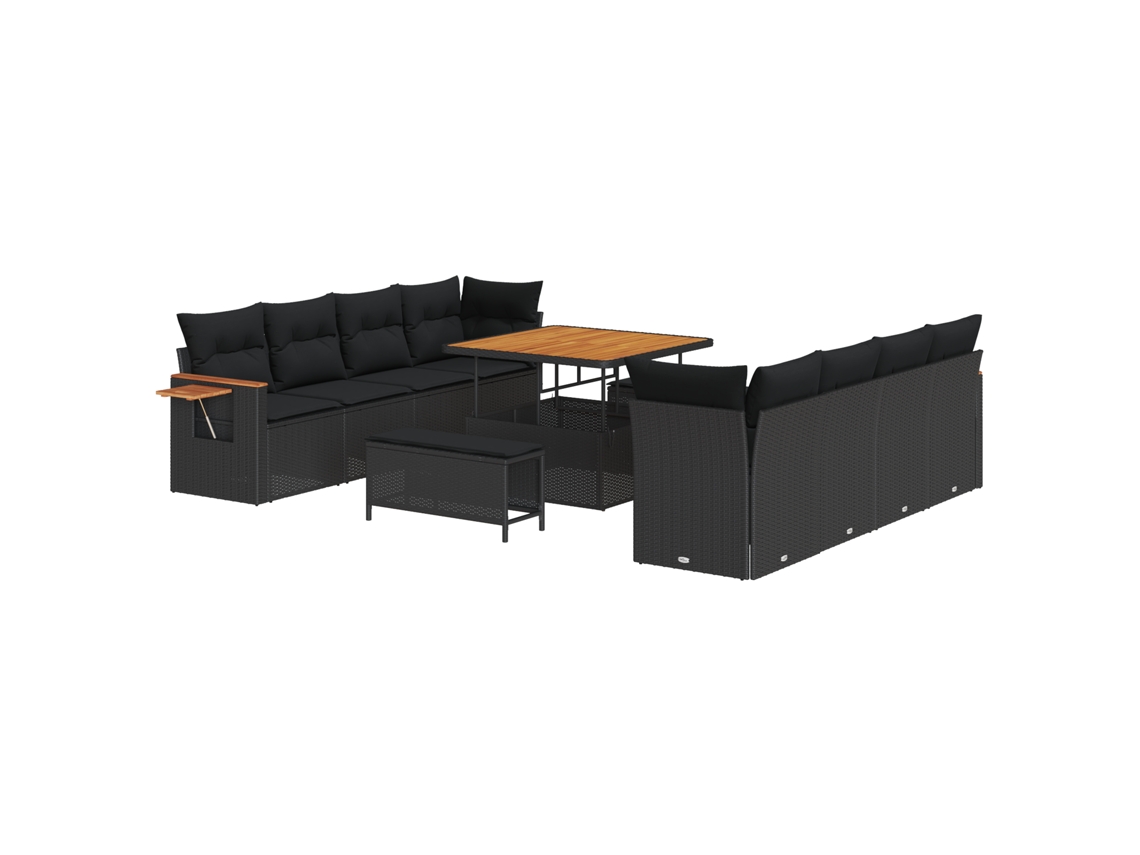 Conjunto 11 Móveis De Jardim Vidaxl Preto Vime Pe (100 X 100 X 71 Cm)