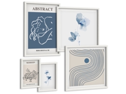 Conjunto De Pinturas Estilo Moderno Abstrato Florística Espelharte (5 Peças)