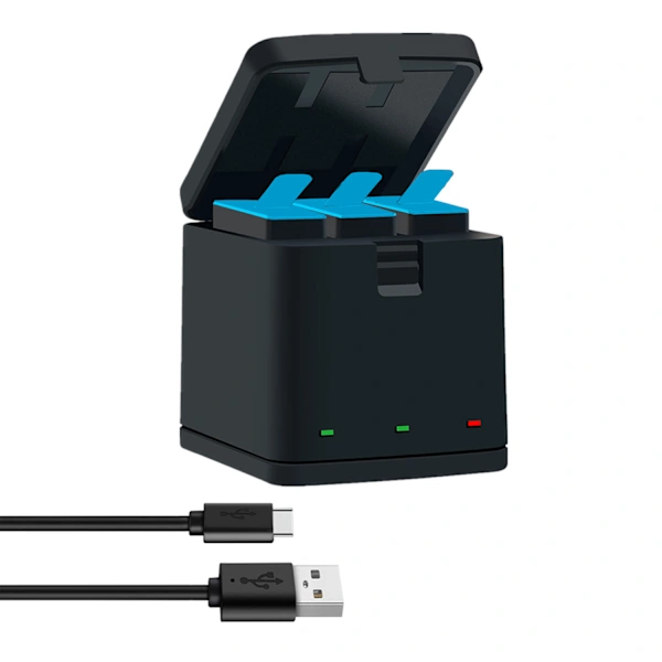 Kit De Carregador Triplo Com Cabo Usb Tipo C Para Gopro Hero 8 Black/hero 7/hero 6/5-aquaforge