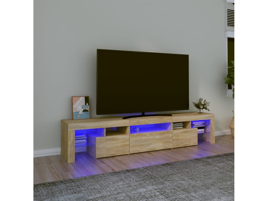 Vidaxl Móvel De Tv Com Luzes Led 200x36,5x40 Cm Carvalho Sonoma