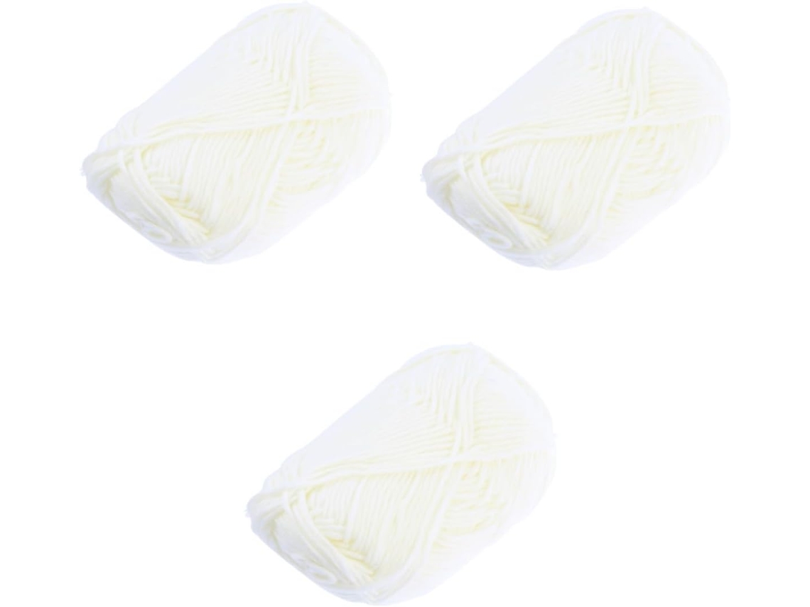 Fio De Algodão, 3 Un., Branco, Tipo Leite, Grosso, Macio Para Suéteres