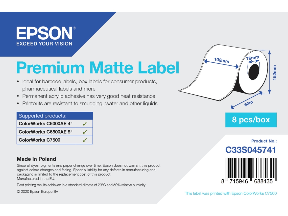 Epson Premium Matte Label - Continuous Ro - C33s045741