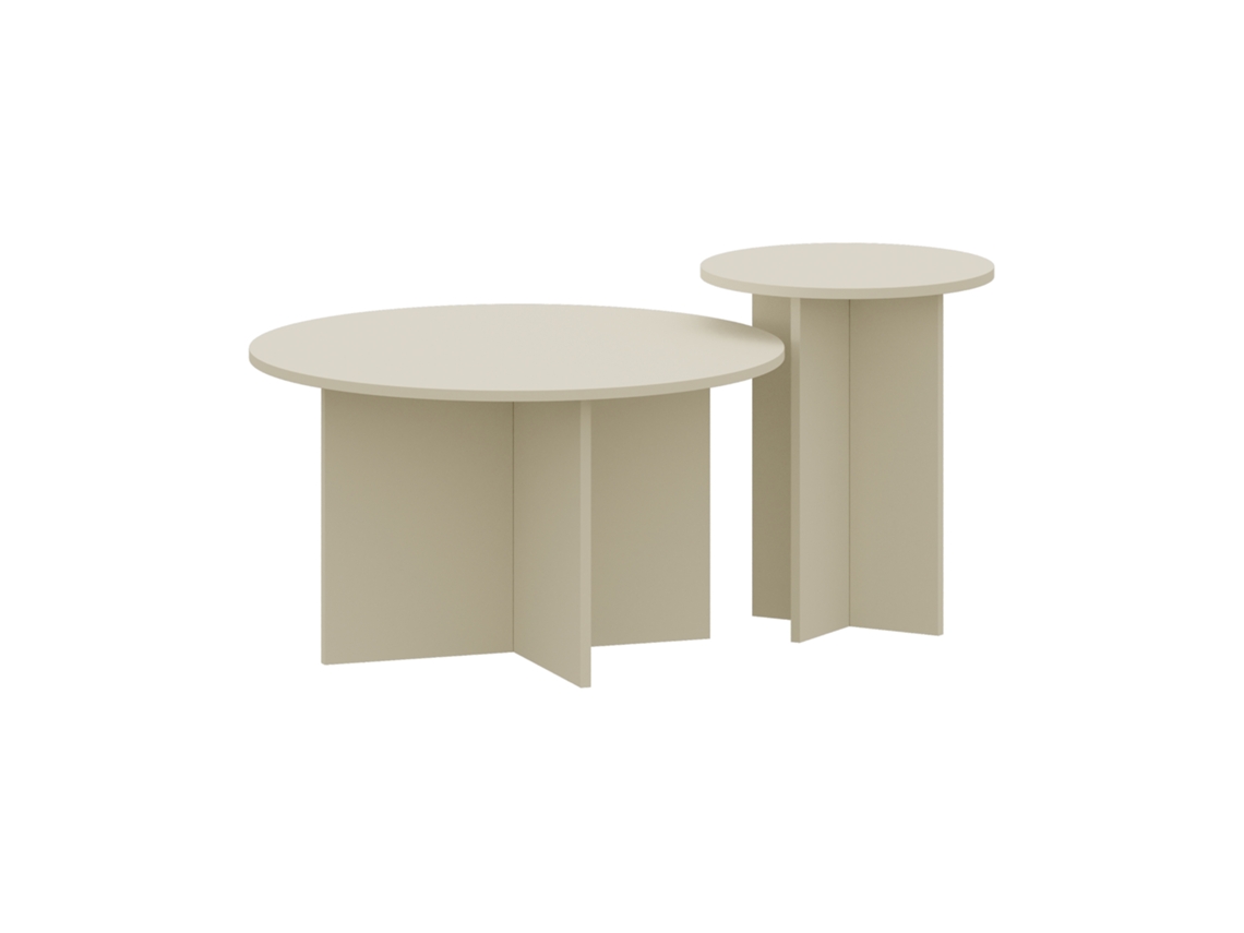 Conjunto De 2 Mesas Laterais Verummetka Redondas Ø72x41 Cm Cor De Areia [EN.CASA]