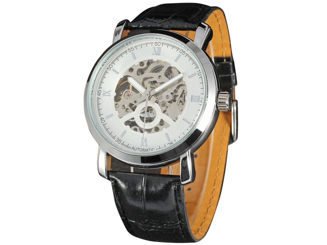 Reloj De Pulsera Para Hombre Automático Mecánico Winner Calendar De Oro Blanco Resistente Al Agua
