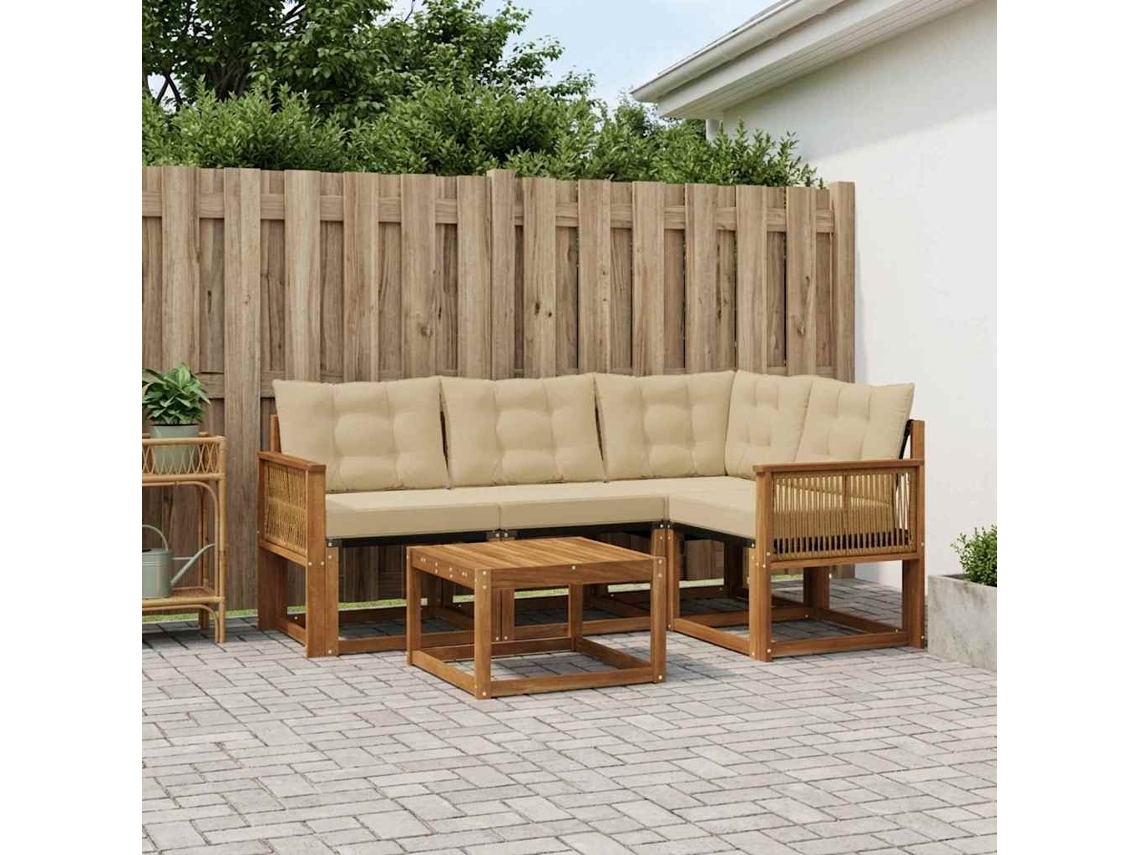 Vidaxl Conjunto De Sofás Para Exterior 5 Unid. Natural E Bege
