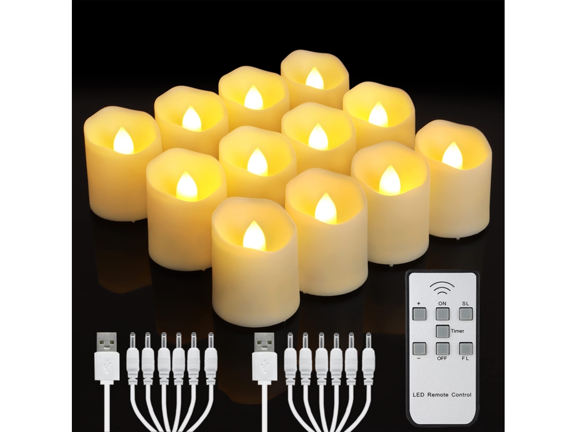 Conjunto De 12 Luzes Led Decorativas, Recarregável, Alimentação Usb, Comando Remoto, Temporizador
