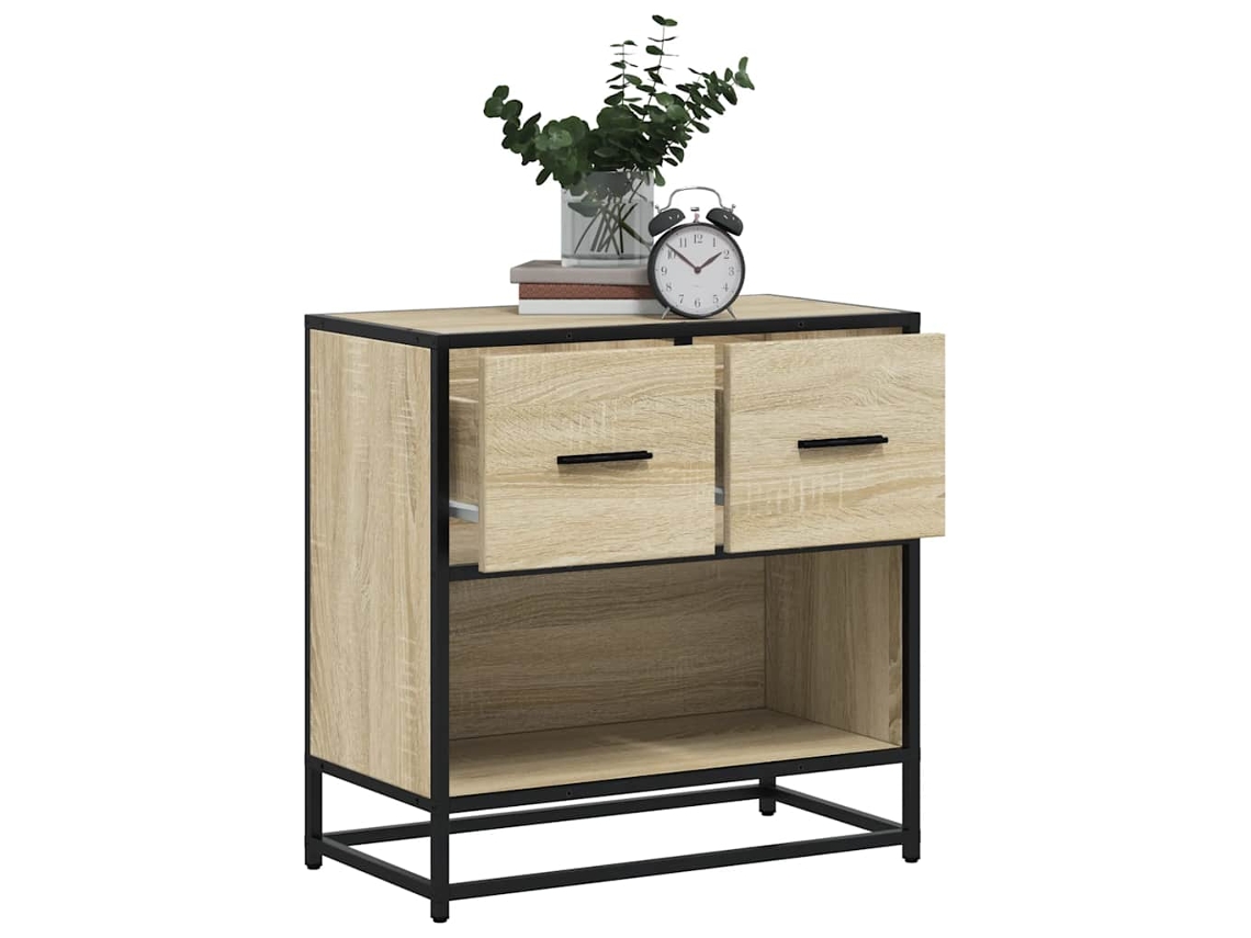Vidaxl Mesa De Cabeceira Sonoma Carvalho 60x31x60 Cm Madeira E Metal