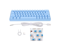 Teclado Mecânico De 64 Teclas Com Chave Azul