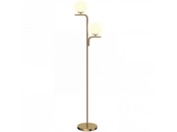 Luminária De Chão Com Duas Lâmpadas Para Sala De Estar. Luminária De Chão Com 3 Temperaturas De Luz. Cúpula De Vidro. Dourada.