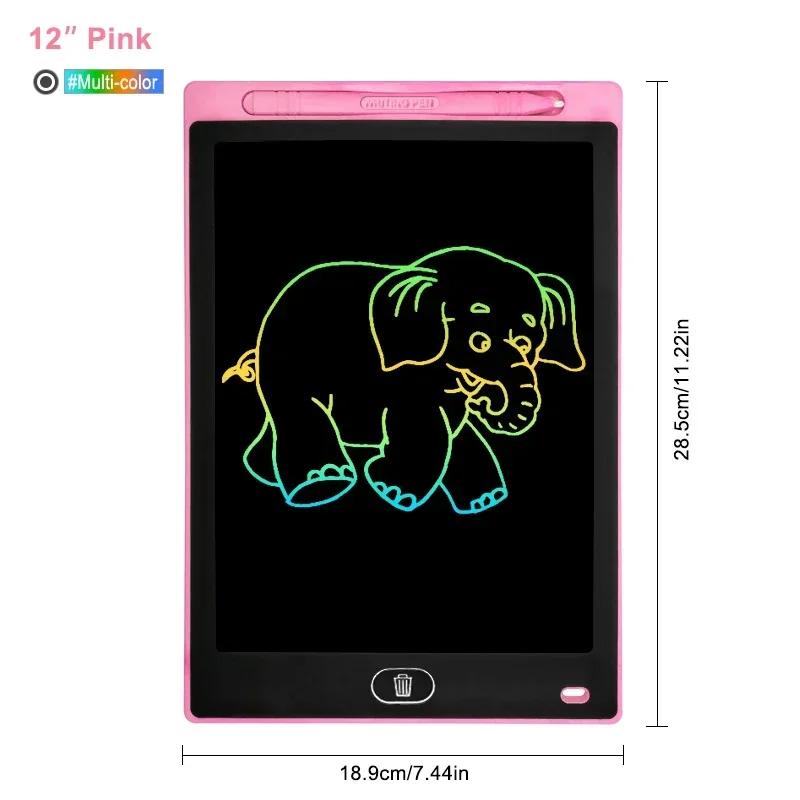 Quadro Eletrônico Infantil De Desenho E Escrita Com Tela Lcd Rosa De 30 Cm