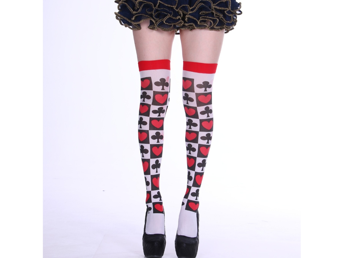 Lurelia Meias Halloween Festa Fantasiar Flor Pôquer 4 Tamanho Único Fita Branca Padrão