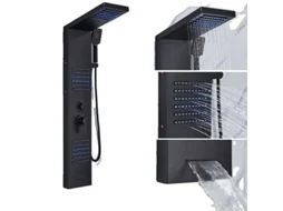 Coluna De Duche, Chuva Led, Jato De Massagem,preto Fosco 6004