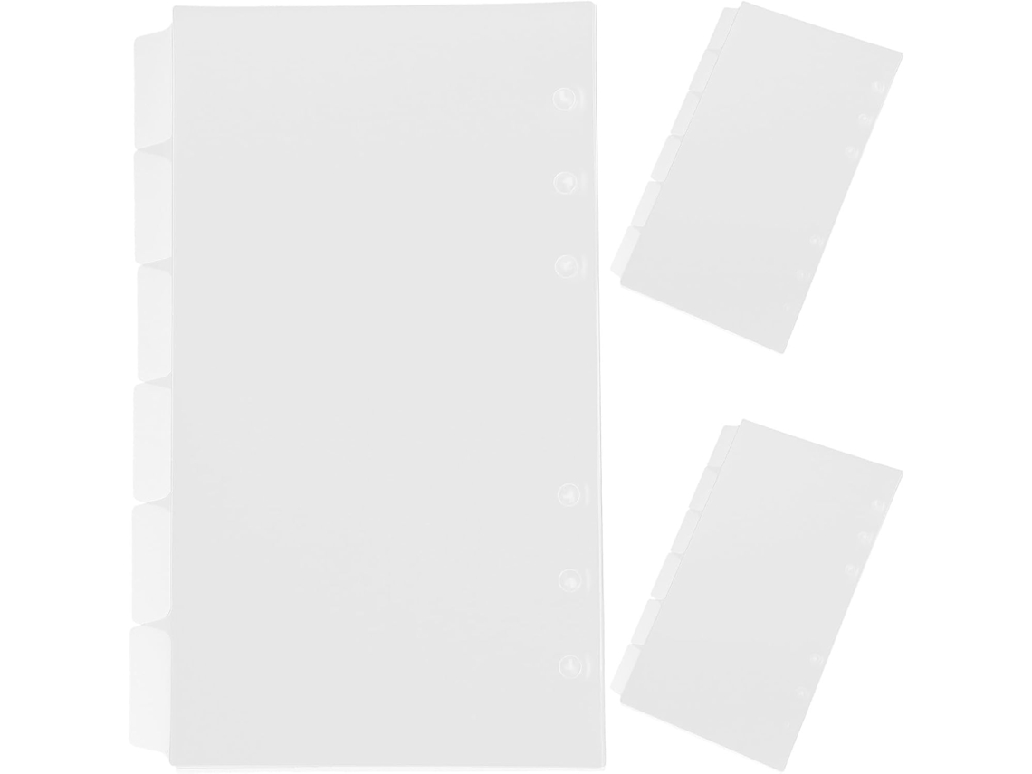 Divisórias de Índice A6, 6 Folhas, PVC Transparente, 18 Folhas em 3 Pacotes, Abas De Classificação Removíveis Para Pastas