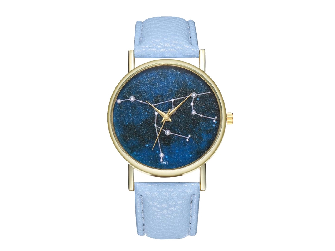 Reloj Unisex De Cuarzo Con Correa De Cuero Pu Y Dial De Patrón Universal (azul Claro)