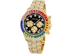 Gusshious Wofull Relógio De Diamante E Pulseira De Aço Inoxidável Com Mostrador Colorido Rosa Ouro