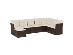 Conjunto de 8 Sofás de Jardim com Almofadões Vime Pe Castanho MAISON EXCLUSIVE (8 pcs)