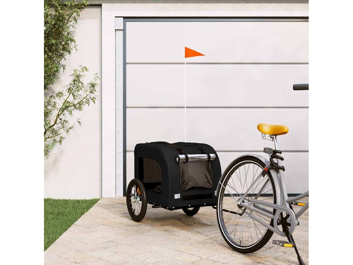 Vidaxl Reboque Bicicleta P/ Animais Tecido Oxford/ferro Preto