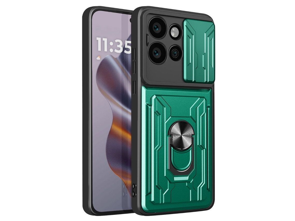 Avizar Capa Para Motorola Edge 50 Neo Com Tampa Da Câmara / Suporte / Suporte Para Cartões Verde