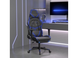 Vidaxl Cadeira Gaming Massagens C/ Apoio Pés Couro Artif. Preto/azul