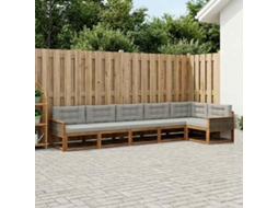 Vidaxl Conjunto De Sofás Para Exterior 6 Pcs Natural E Cinza Claro