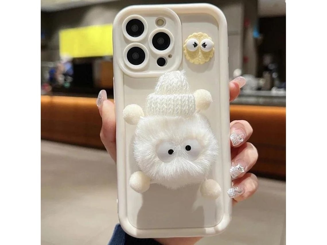 Capa Peluche para iPhone 14 pro max VEANXIN Branco