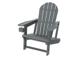 Cadeira Adirondack Ml-design Com Porta-copos, Cinza, Em Plástico Com Aspeto De Madeira