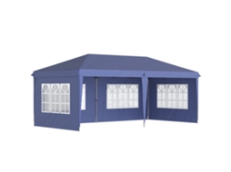 Pavilhão dobrável 6x3 M ZACHARY, semiaberto, painéis laterais, janelas, bolsa, estrutura de aço, azul