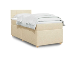 Cama Com Molas/colchão 80x200 Cm Tecido Cor Crème
