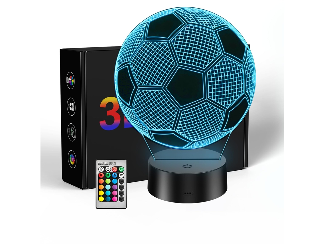 Luminária Noturna com Ilusão 3d para Adolescentes , 16 Cores Mutáveis, Decoração para Quarto de Fã Futebol BRILVIBERA (meninos e Meninas)