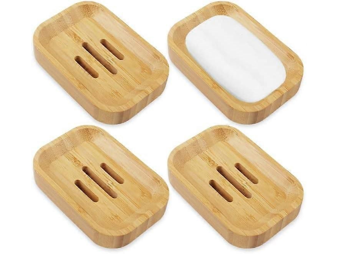 Saboneteira De Bambu Natural Com Drenagem (pacote Com 4)