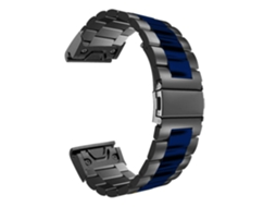 Bracelete Aço Inoxidável Adaptável Preto e Azul para Garmin Tactix 7 Pro