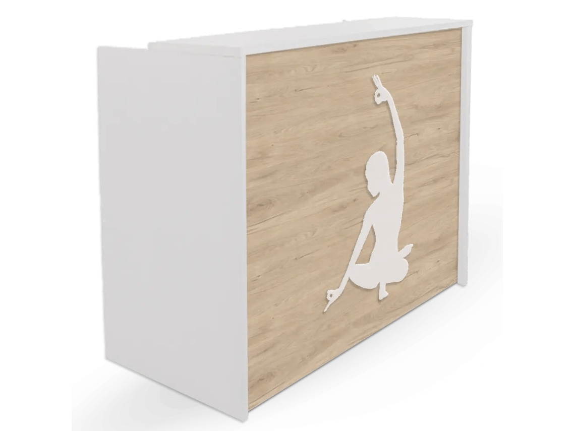 Balcão de recepção compacto para Yoga Center 180 cm. Carvalho. OFILIKE